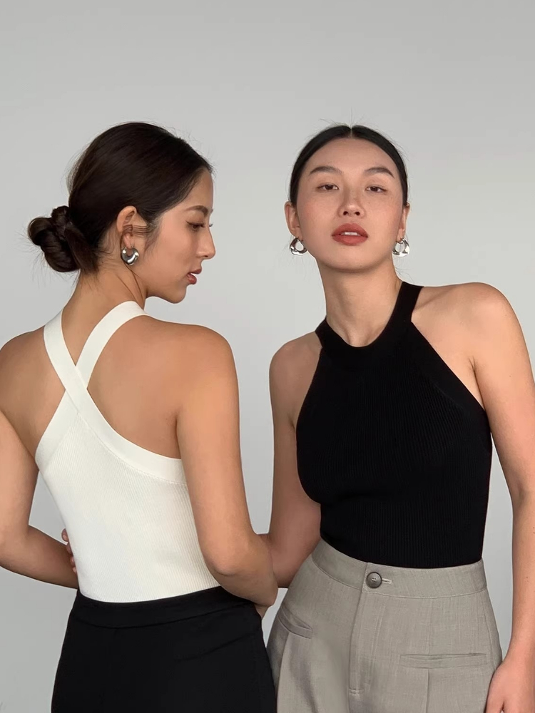 Suspender Tank Top - AOSSVIAO 2026 Letnia Krótka Bluzka Slim